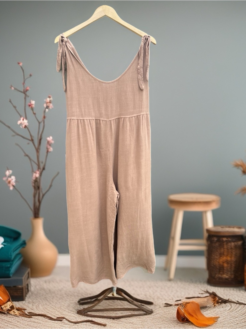 Petal & Pup Brown Tie-Shoulder Wide-Leg Jumpsuit - Picture 2 of 16